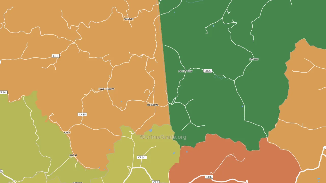 Hebron, WV Map of Theft Rates