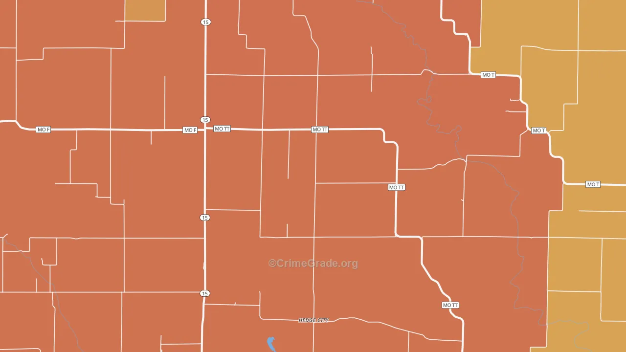 Hedge City, MO Map of Theft Rates