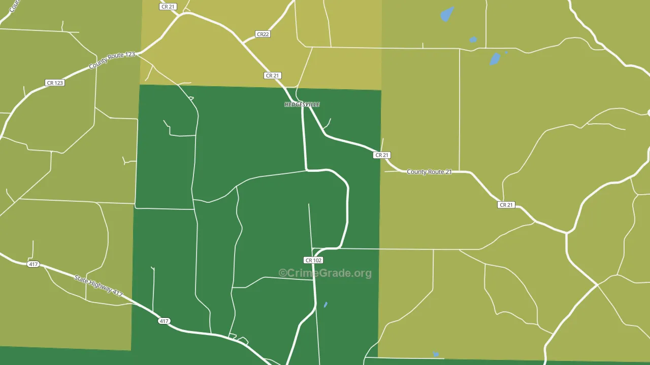 Hedgesville, NY Map of Theft Rates