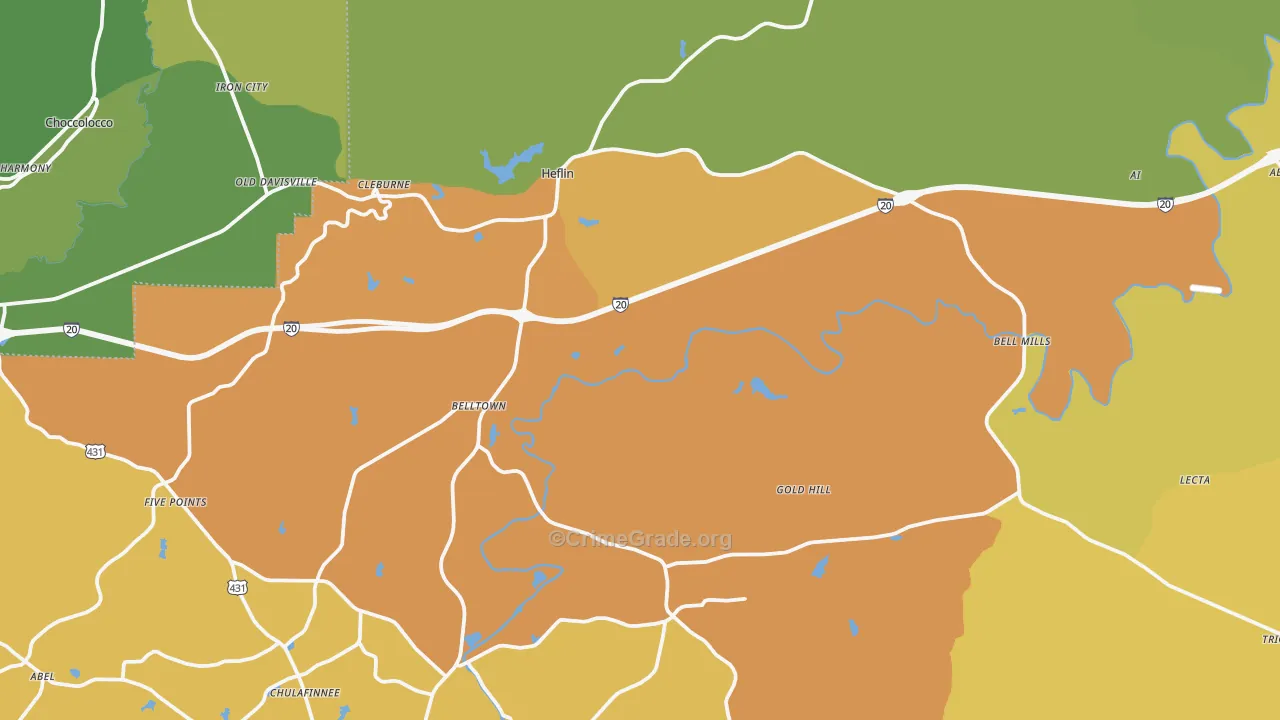 Heflin, AL Map of Theft Rates