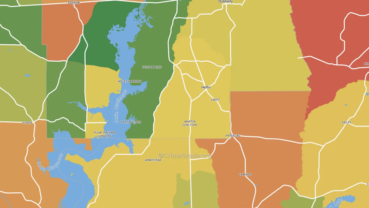 Heflin, LA Map of Theft Rates