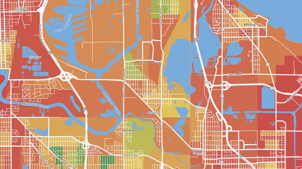 Hegewisch, Chicago, IL Map of Theft Rates