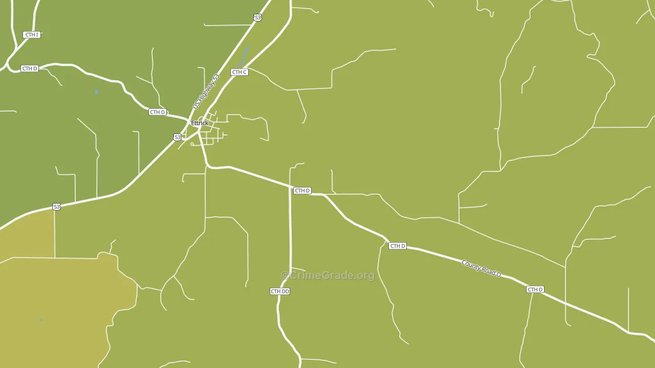 Hegg, WI Map of Theft Rates