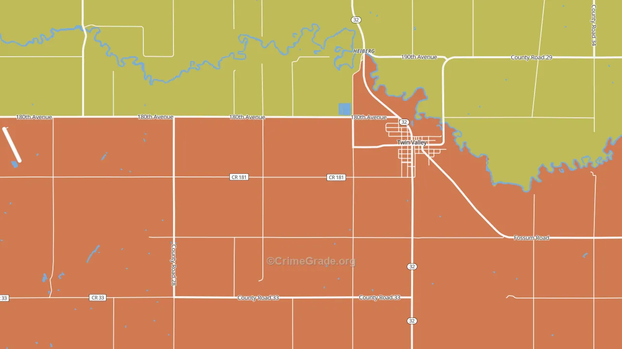 Heiberg, MN Map of Theft Rates