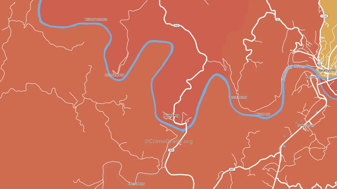 Heidelberg, KY Map of Theft Rates
