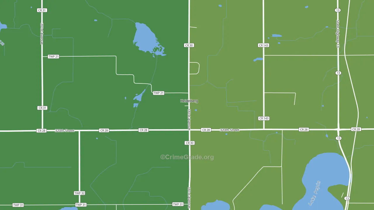 Heidelberg, MN Map of Theft Rates