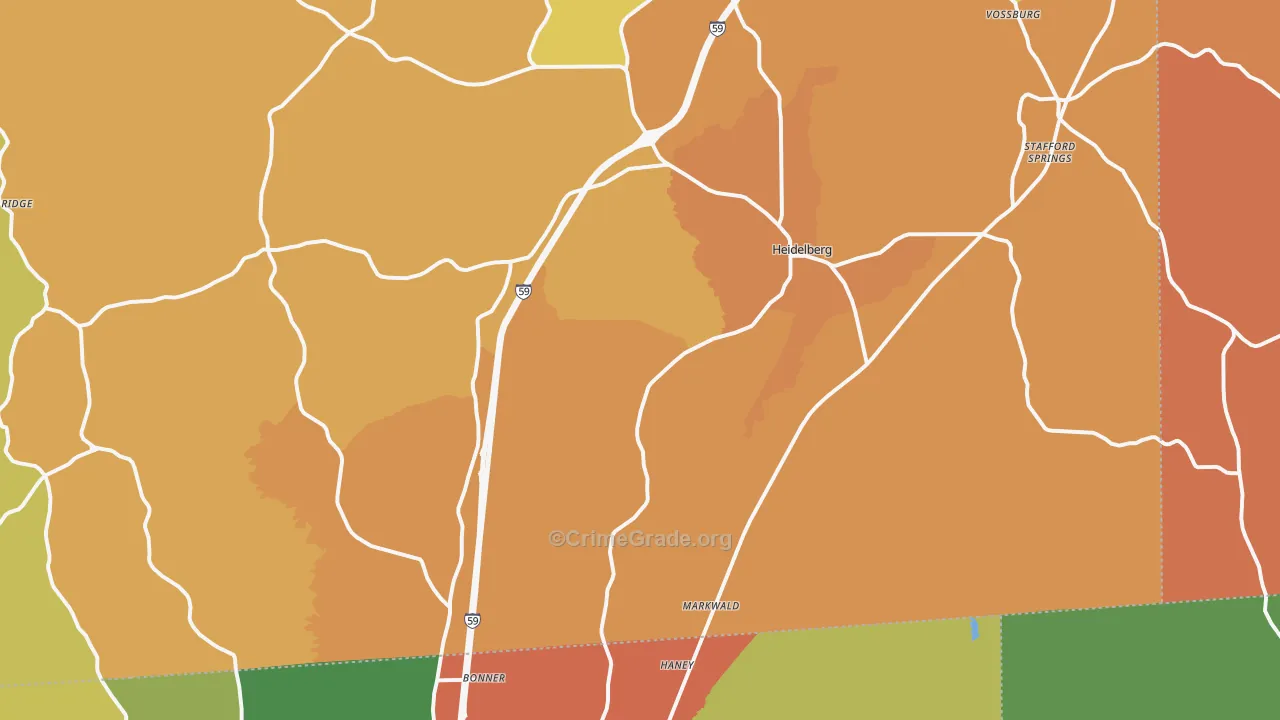 Heidelberg, MS Map of Theft Rates