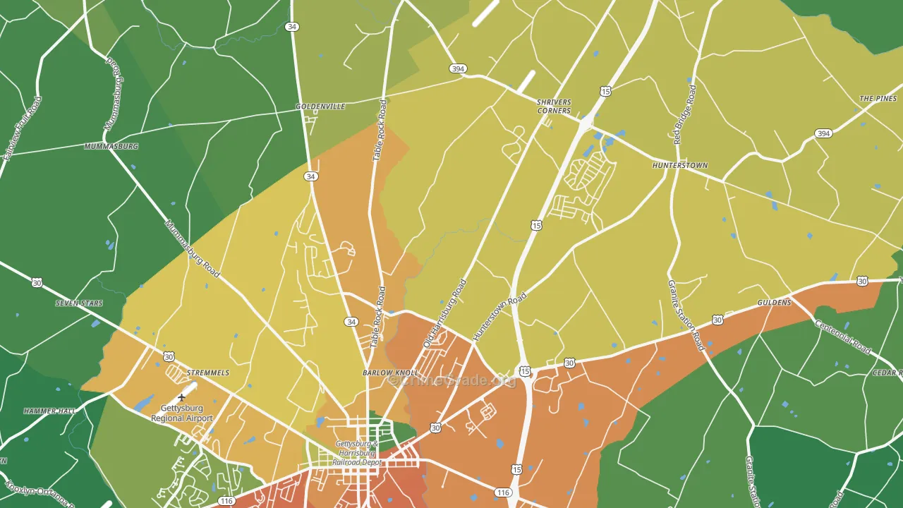 Heidlersburg, PA Map of Theft Rates