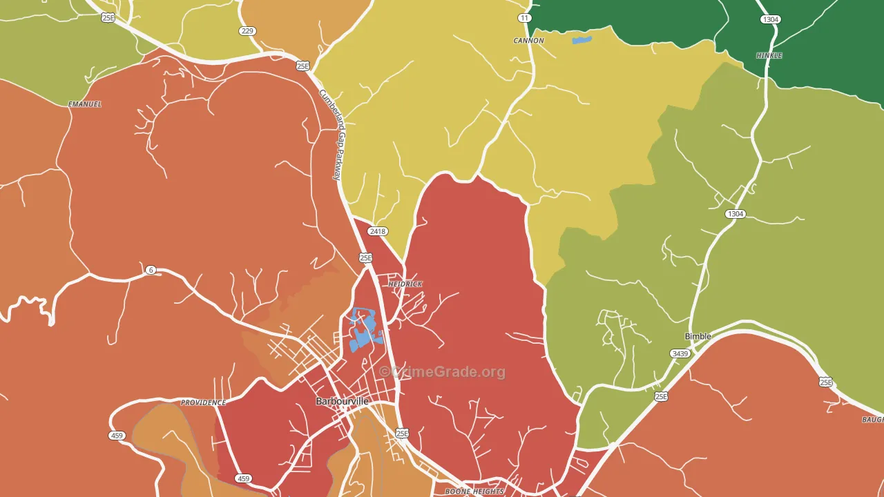 Heidrick, KY Map of Theft Rates