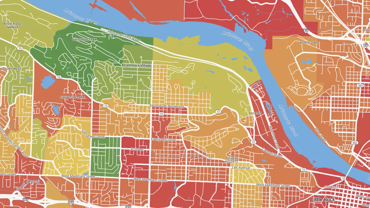 Heights, Little Rock, AR Map of Theft Rates