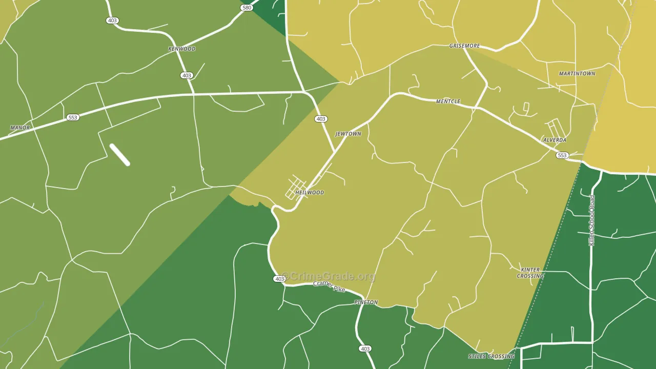Heilwood, PA Map of Theft Rates