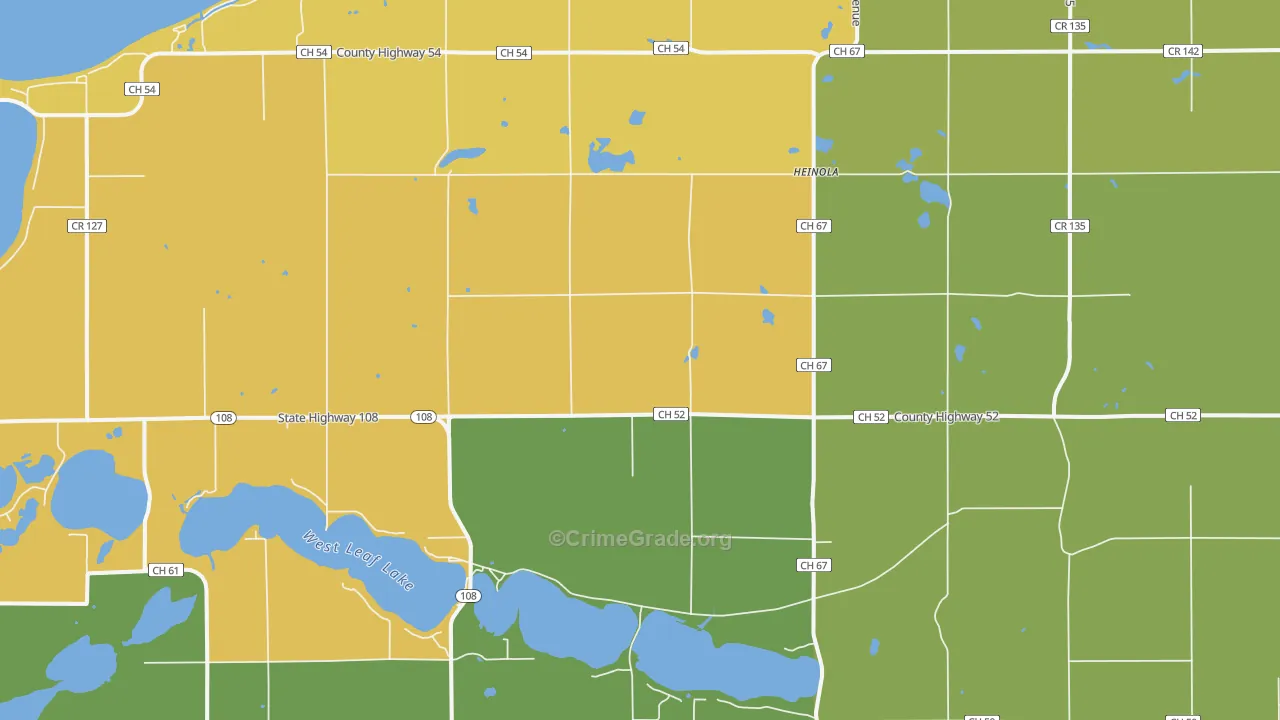 Heinola, MN Map of Theft Rates