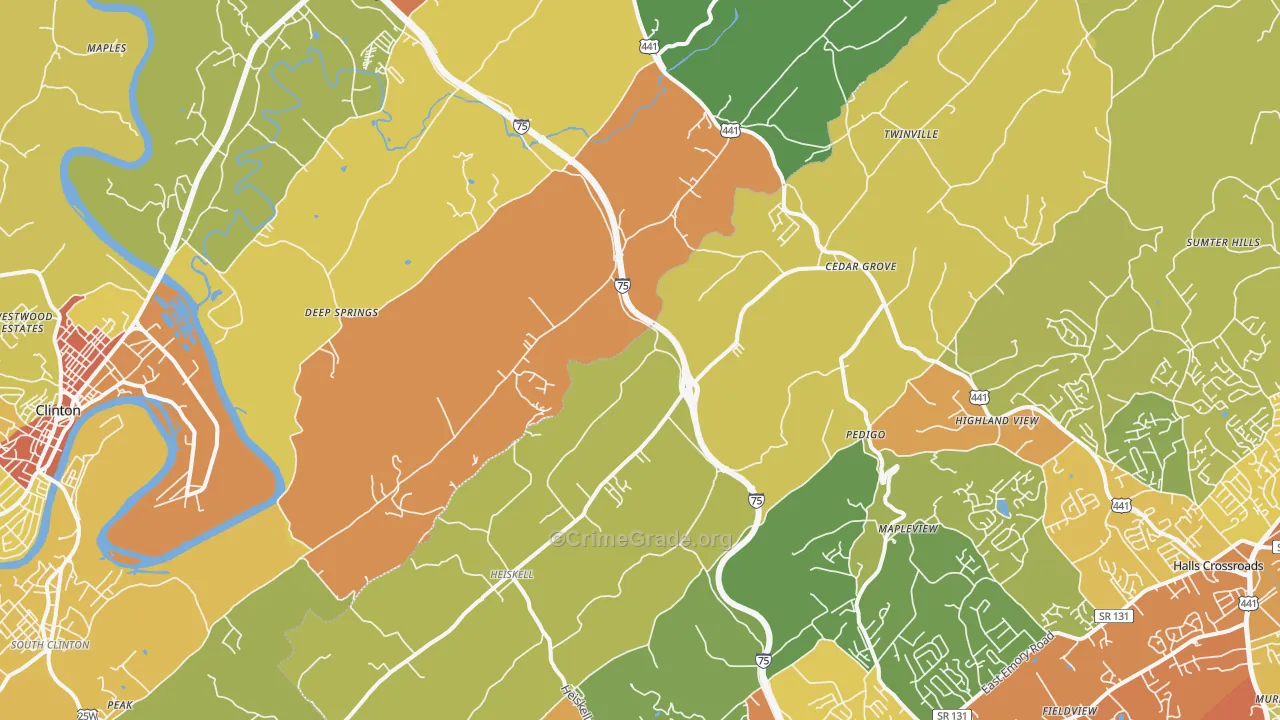 Heiskell, TN Map of Theft Rates