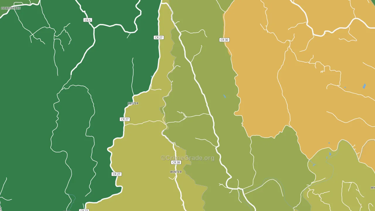 Heizer, WV Map of Theft Rates