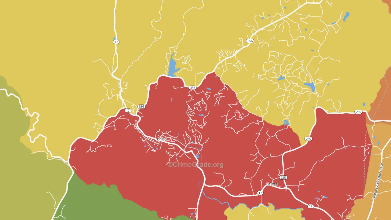 Helen, GA Map of Theft Rates