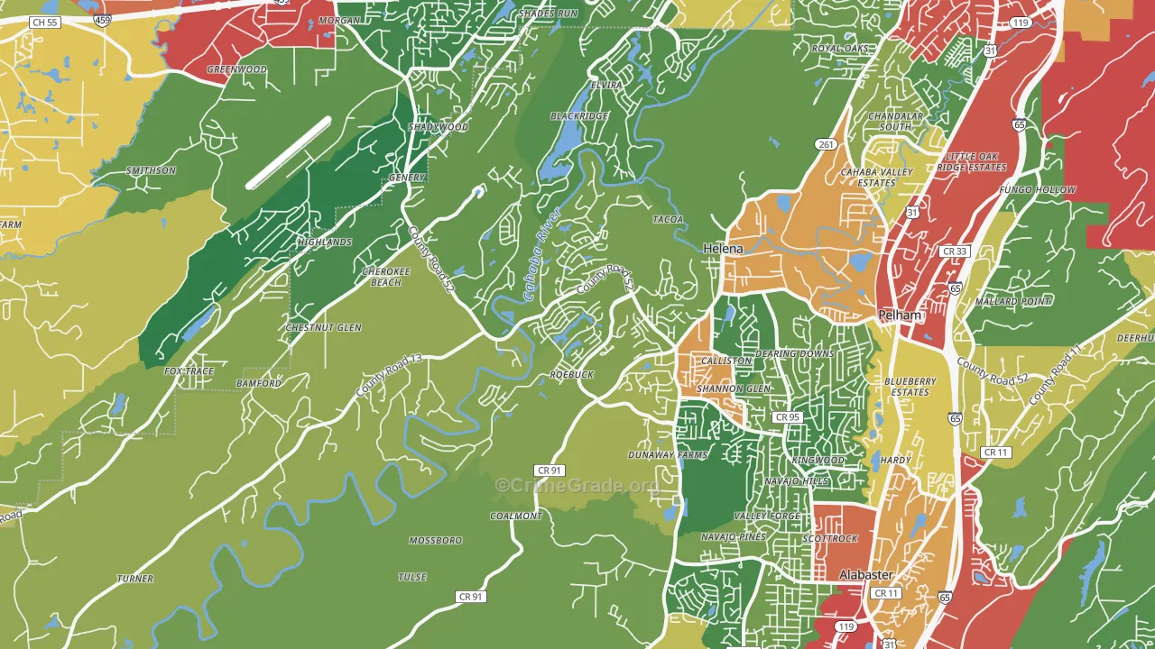 Helena, AL Map of Theft Rates
