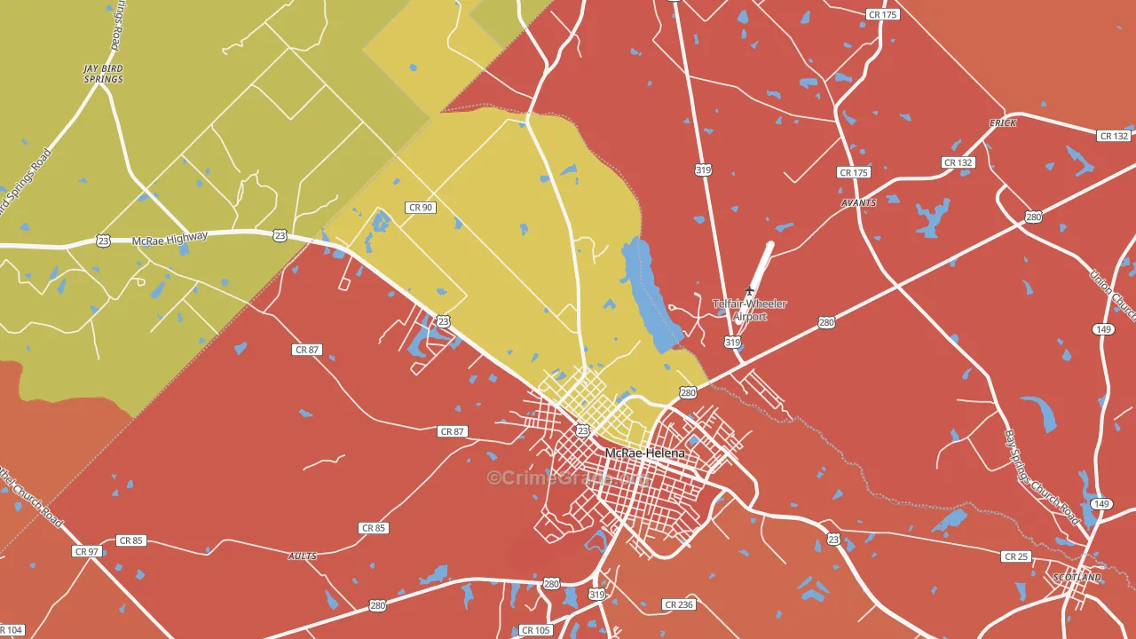 Helena, GA Map of Theft Rates