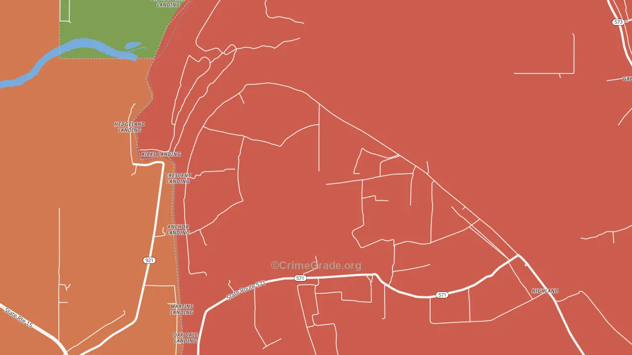 Helena, LA Map of Theft Rates
