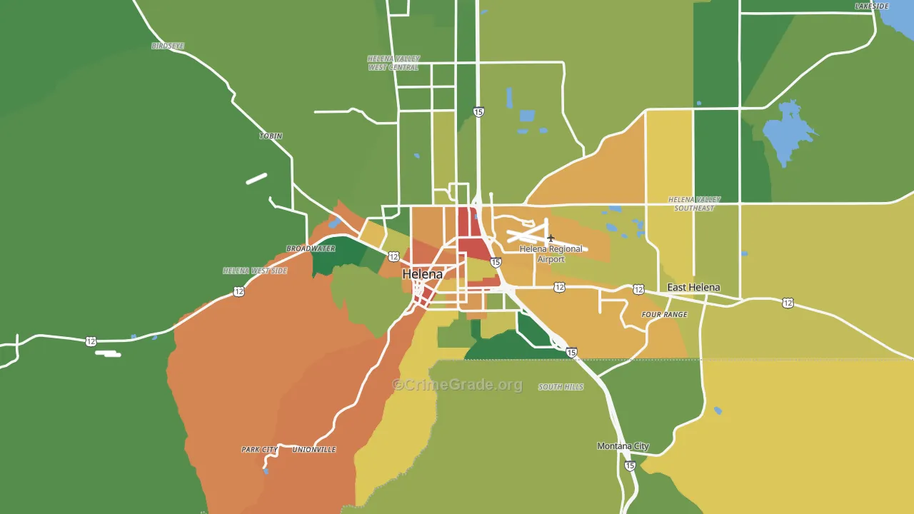 Helena, MT Map of Theft Rates