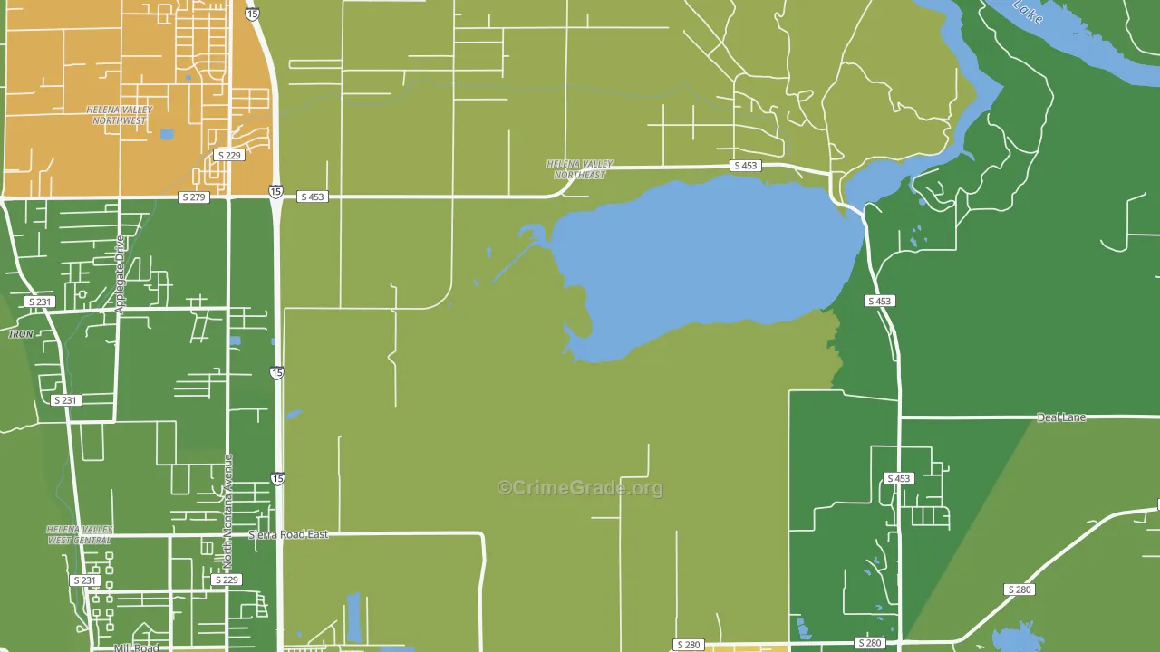 Helena Valley Northeast, MT Map of Theft Rates