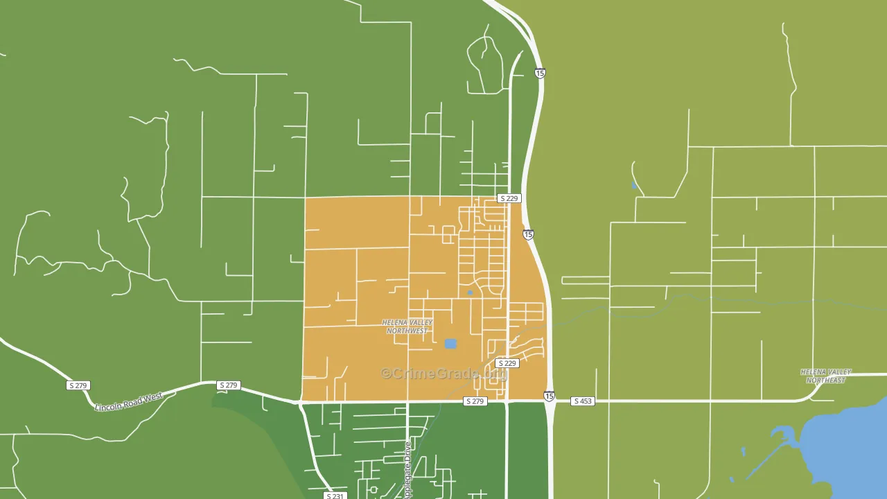 Helena Valley Northwest, MT Map of Theft Rates