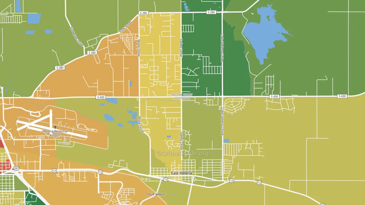 Helena Valley Southeast, MT Map of Theft Rates