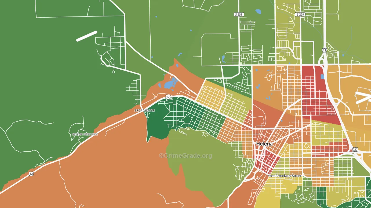 Helena West Side, MT Map of Theft Rates