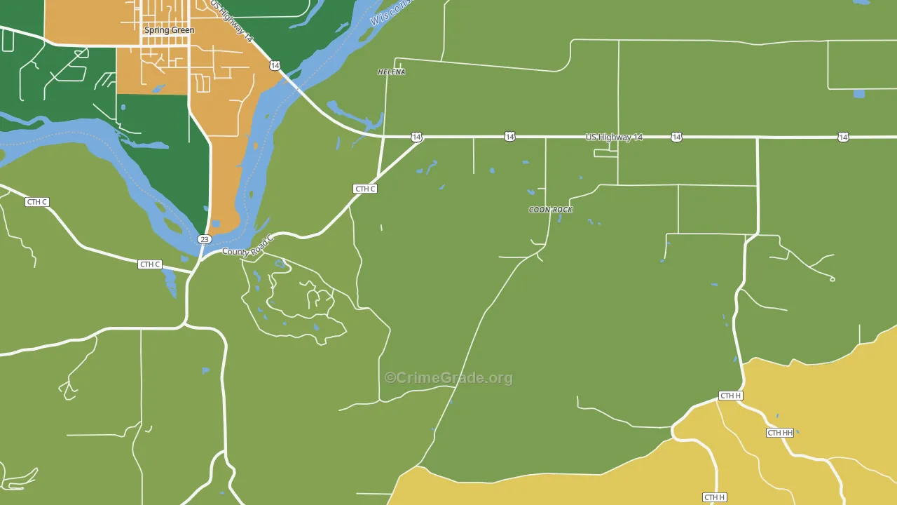 Helena, WI Map of Theft Rates
