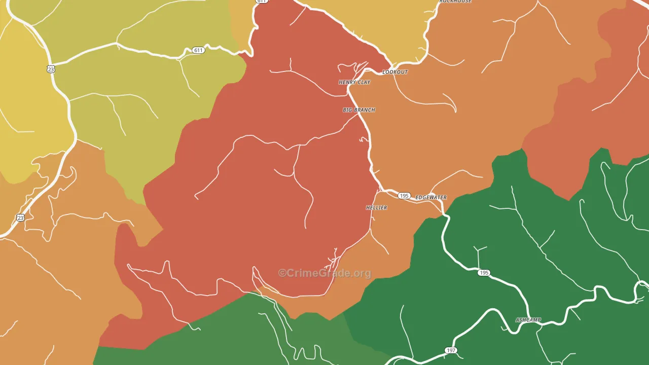 Hellier, KY Map of Theft Rates