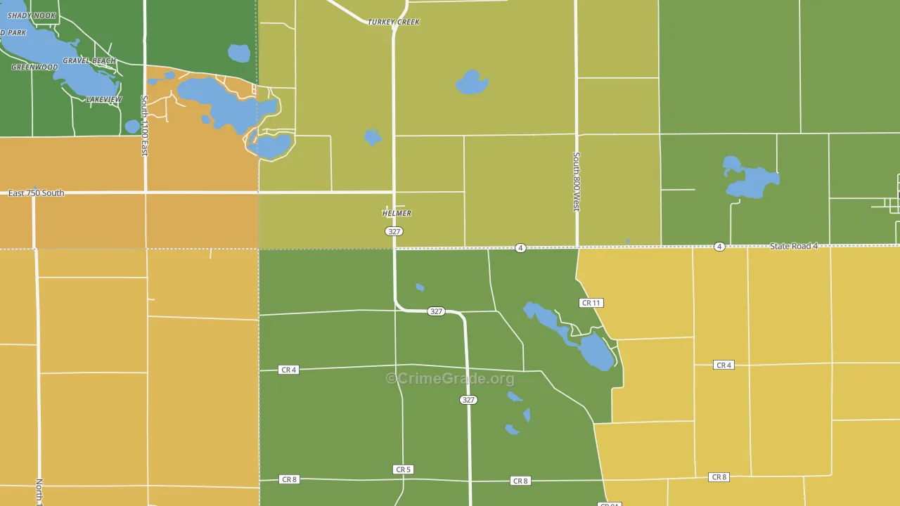 Helmer, IN Map of Theft Rates