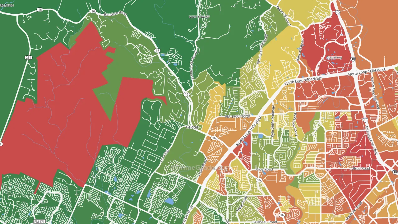 Helotes, TX Map of Theft Rates