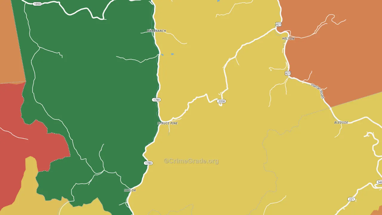 Helton, KY Map of Theft Rates