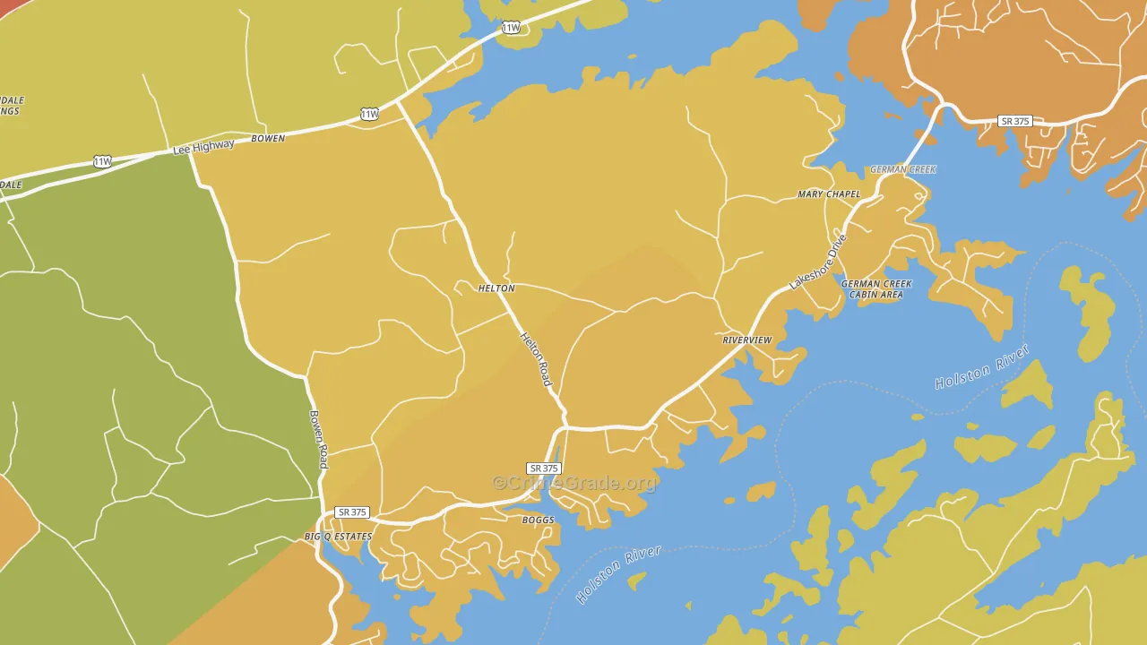 Helton, TN Map of Theft Rates
