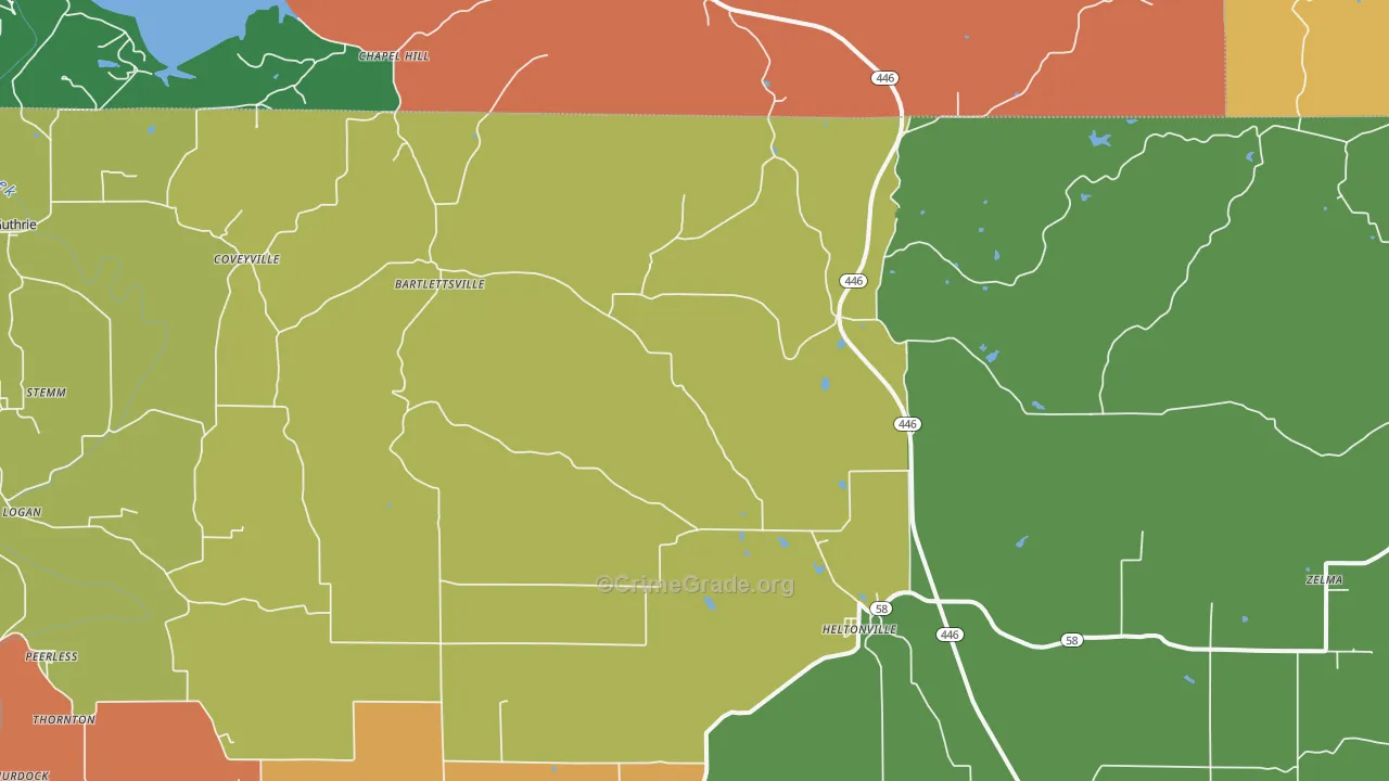Heltonville, IN Map of Theft Rates