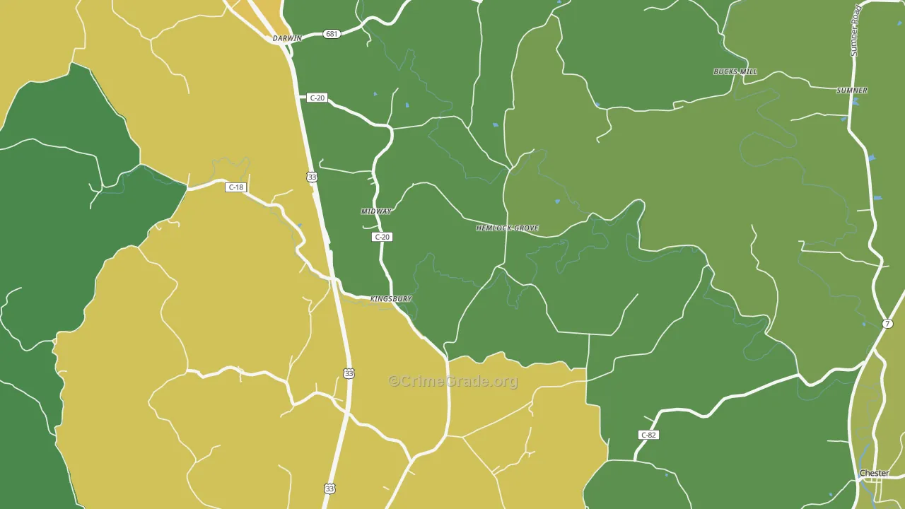 Hemlock Grove, OH Map of Theft Rates