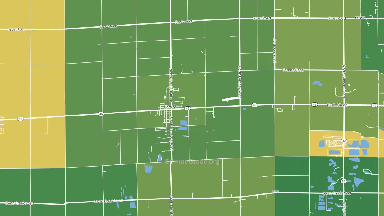 Hemlock, MI Map of Theft Rates