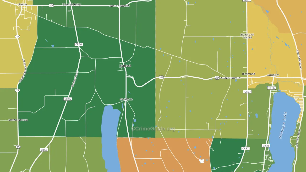 Hemlock, NY Map of Theft Rates