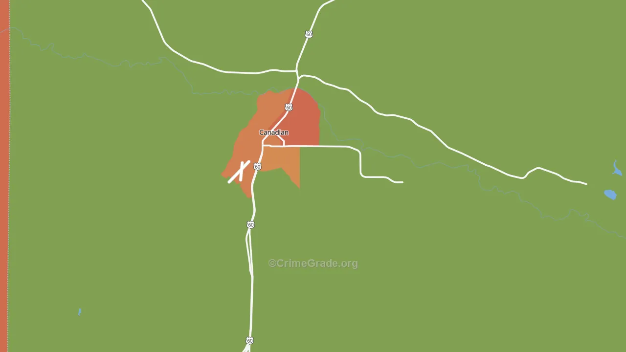 Hemphill County, TX Map of Theft Rates