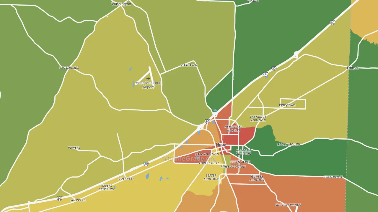 Hempstead County, AR Map of Theft Rates