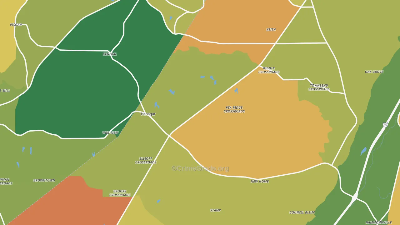 Henagar, AL Map of Theft Rates