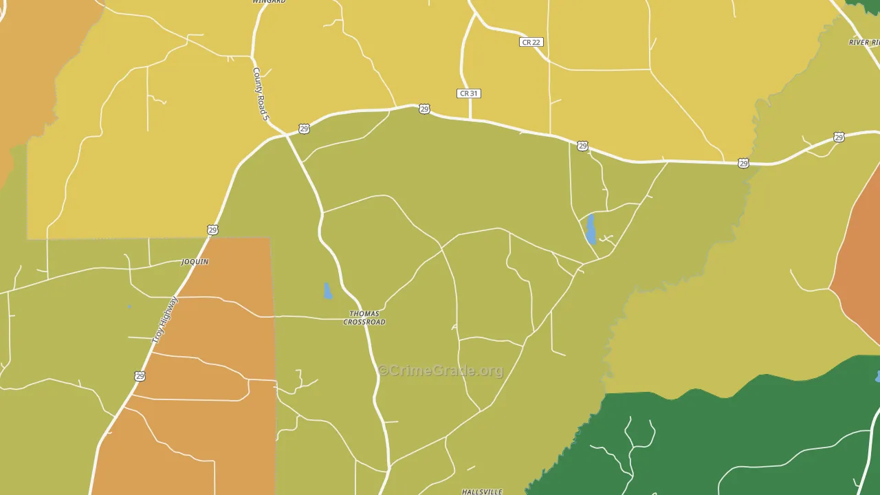 Henderson, AL Map of Theft Rates