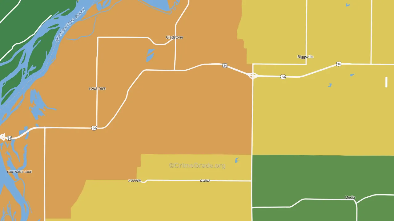 Henderson County, IL Map of Theft Rates