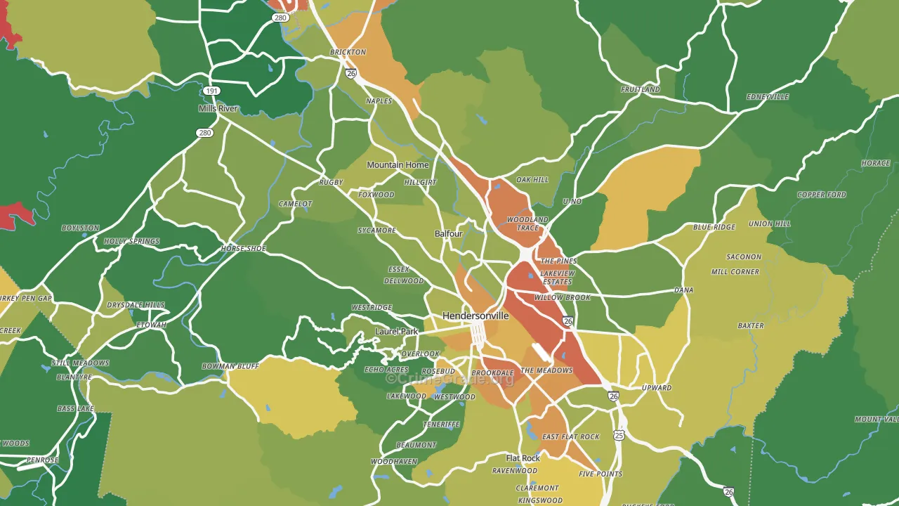Henderson County, NC Map of Theft Rates