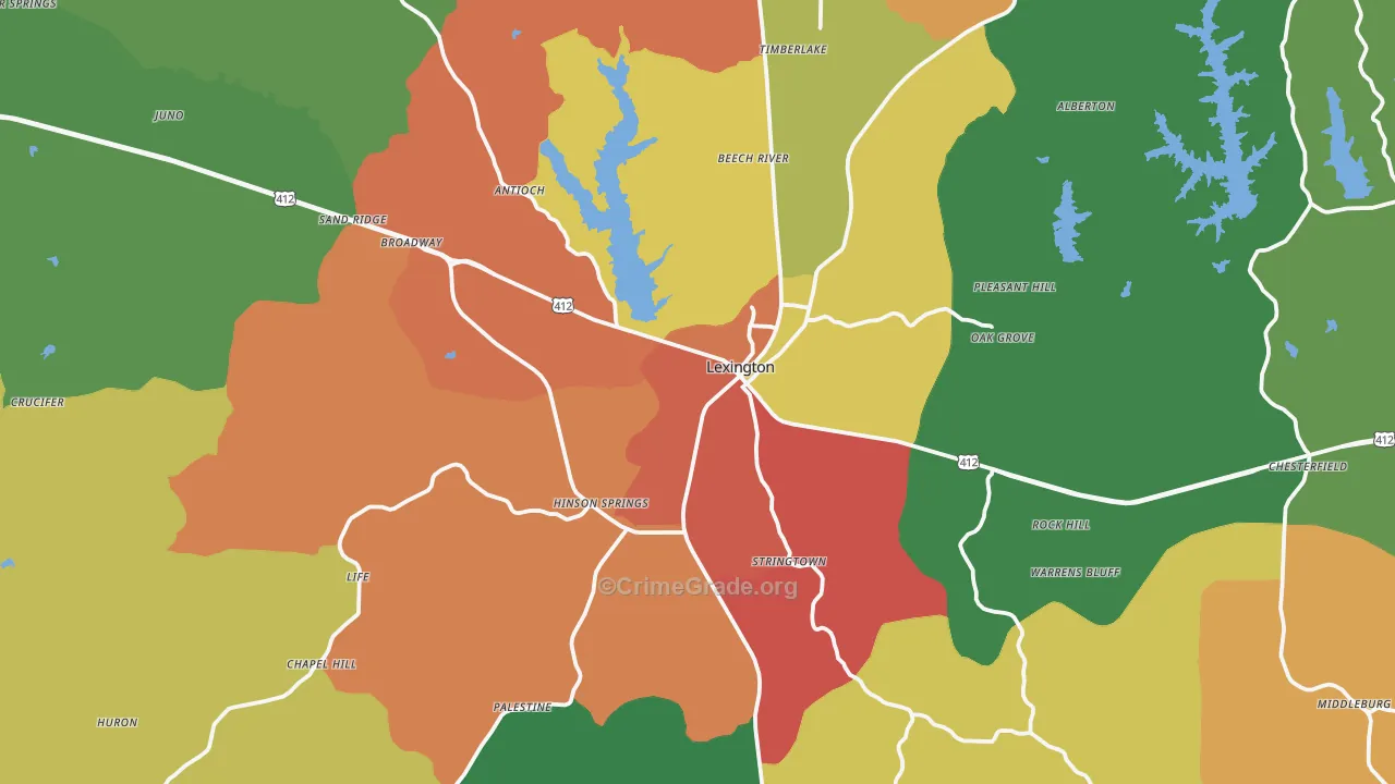 Henderson County, TN Map of Theft Rates