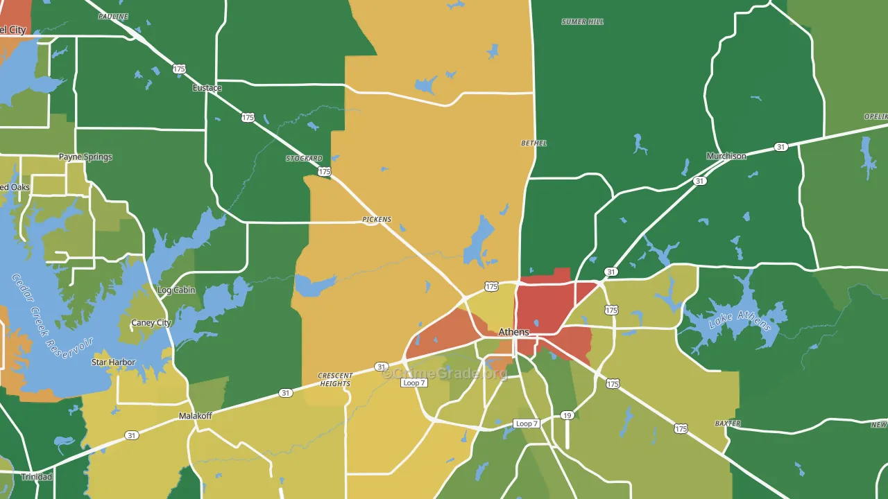 Henderson County, TX Map of Theft Rates