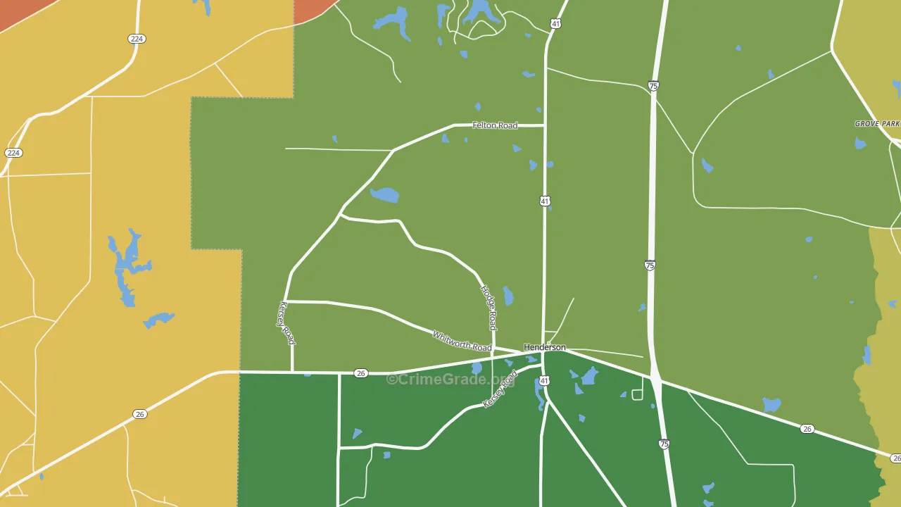 Henderson, GA Map of Theft Rates