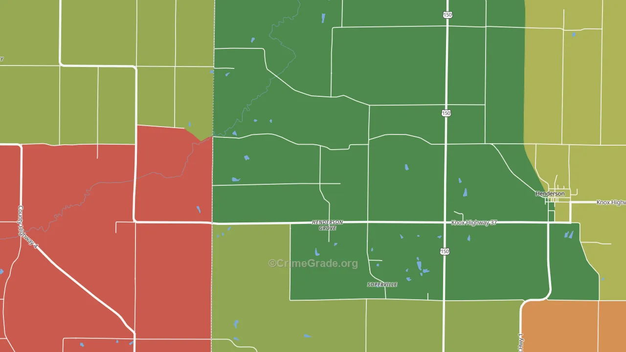 Henderson Grove, IL Map of Theft Rates