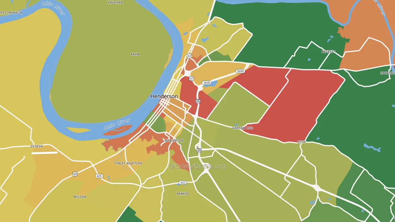 Henderson, KY Map of Theft Rates