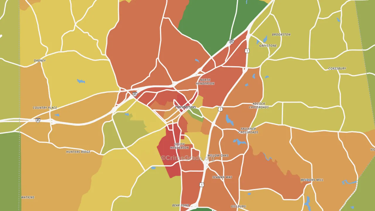 Henderson, NC Map of Theft Rates