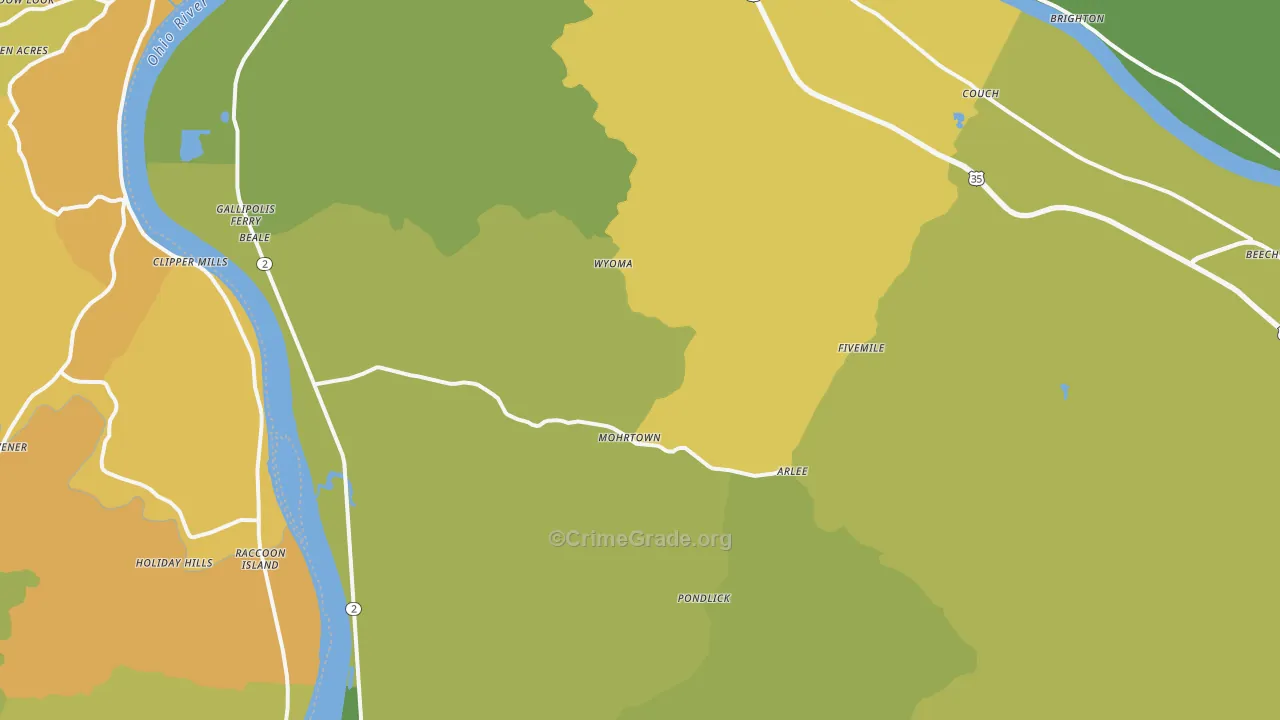 Henderson, WV Map of Theft Rates
